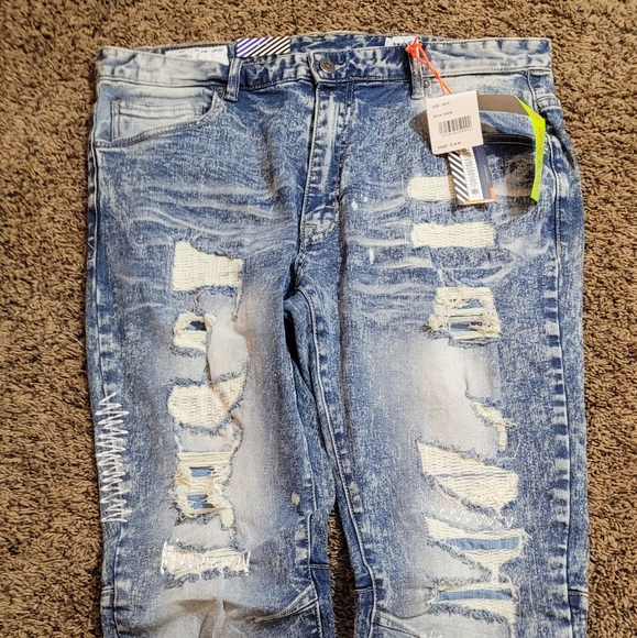 Smoke Rise Distressed Paint Flex Stiched Jeans Men's Size 38x32 - Picture 1 of 6